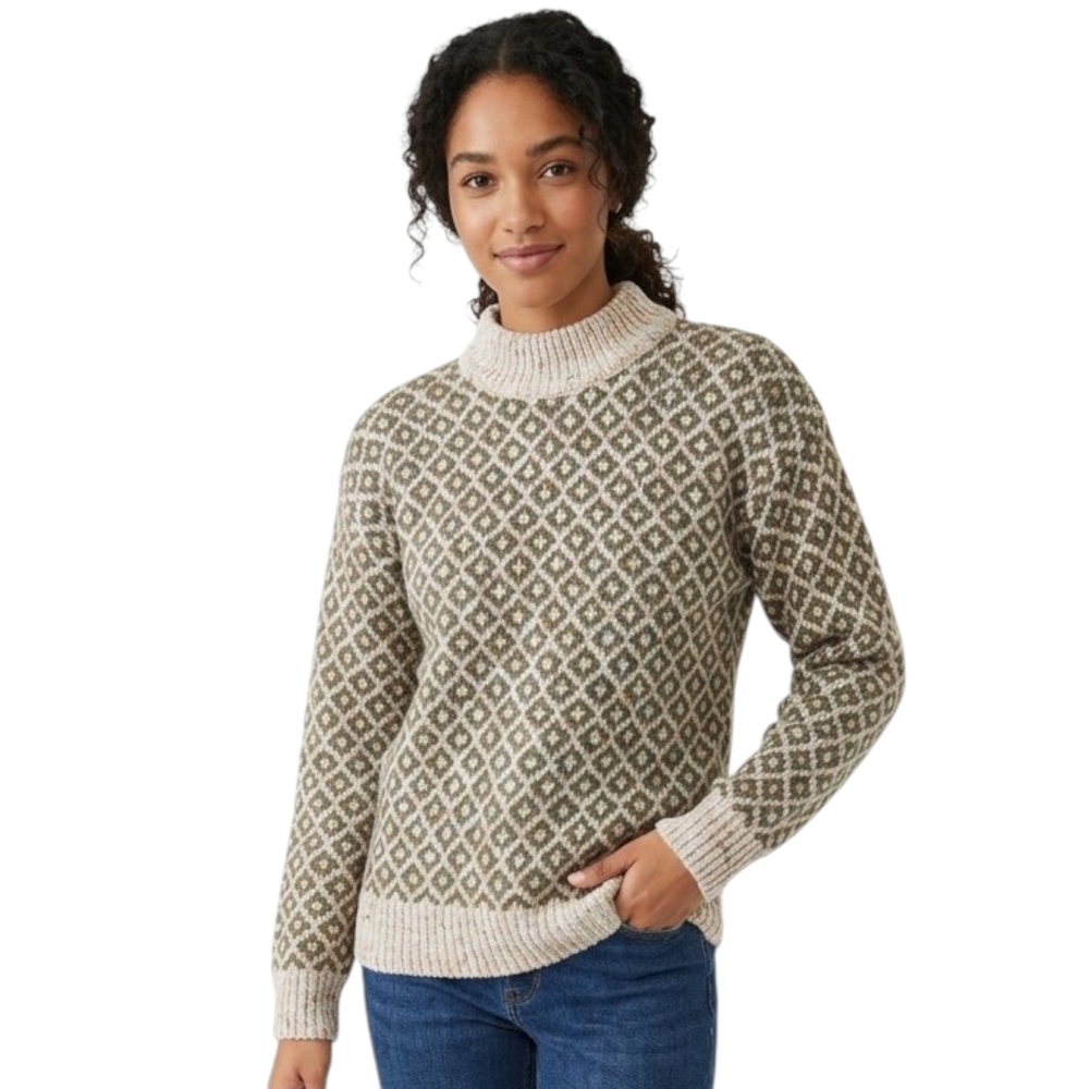 VTG Partners by Mervyns Nordic Fair Isle Mock Neck Sweater Retro Geometric M